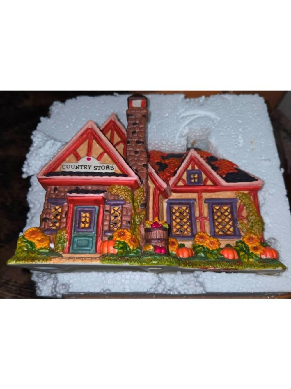 "Country Store" Cottage Lighted Ceramic Fall Village House